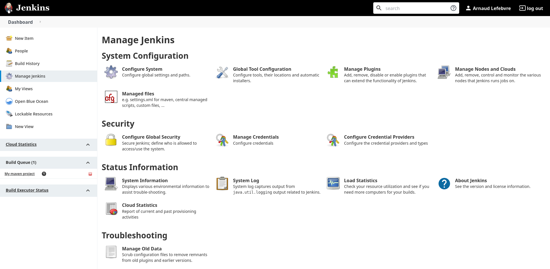 The Jenkins dashboard ‘Jenkins Dashboard’