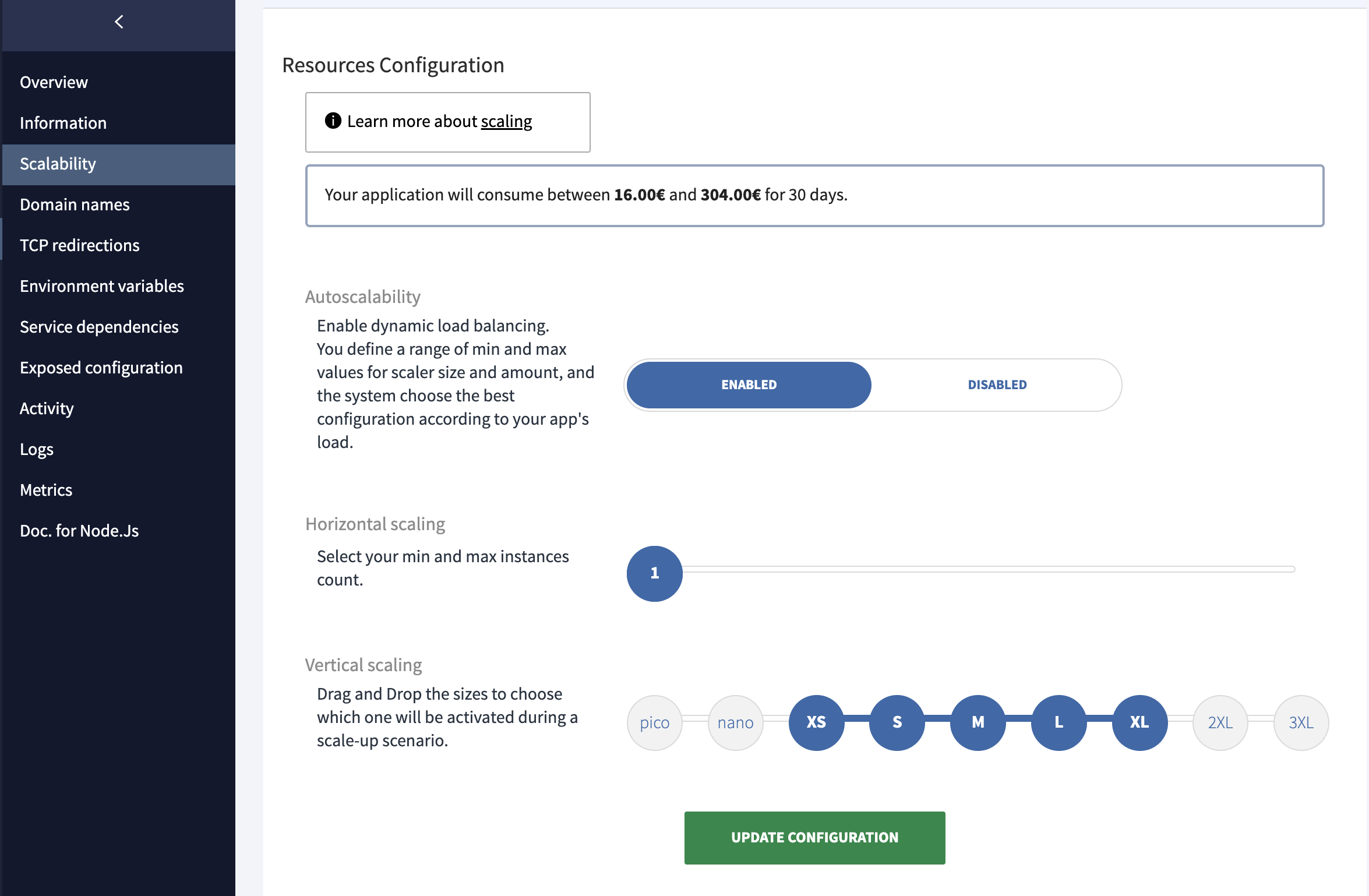 Scaler size from S to XL